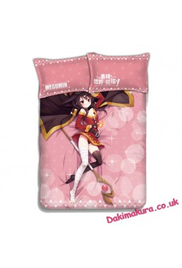 Megumi - KonoSuba Anime 4 Pieces Bedding Sets,Bed Sheet Duvet Cover with Pillow Covers