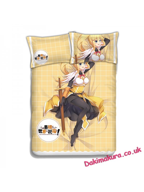 Darkness -KonoSuba Anime 4 Pieces Bedding Sets,Bed Sheet Duvet Cover with Pillow Covers