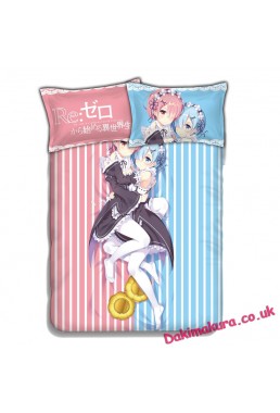 Rem and Ram - Re Zero Anime Bed Blanket Duvet Cover with Pillow Covers