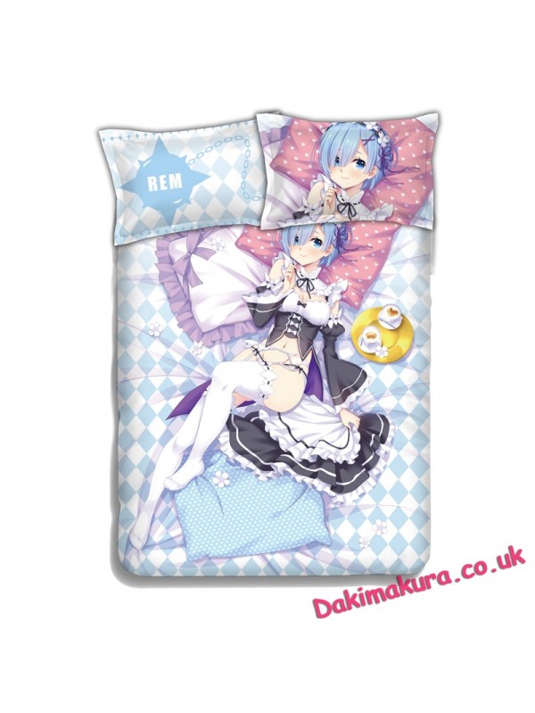 Rem - Re Zer Japanese Anime Bed Sheet Duvet Cover with Pillow Covers