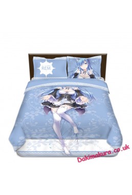 Rem - Re Zero Japanese Anime Bed Blanket Duvet Cover with Pillow Covers