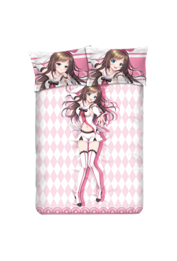 Kizuna Ai Anime 4 Pieces Bedding Sets,Bed Sheet Duvet Cover with Pillow Covers