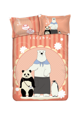 Panda - Shirokuma Cafe-Anime 4 Pieces Bedding Sets,Bed Sheet Duvet Cover with Pillow Covers