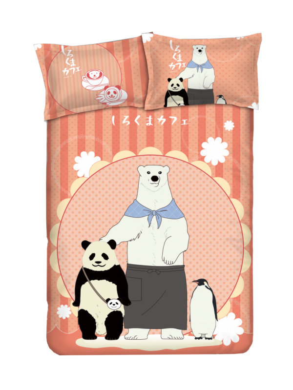 Panda - Shirokuma Cafe-Anime 4 Pieces Bedding Sets,Bed Sheet Duvet Cover with Pillow Covers