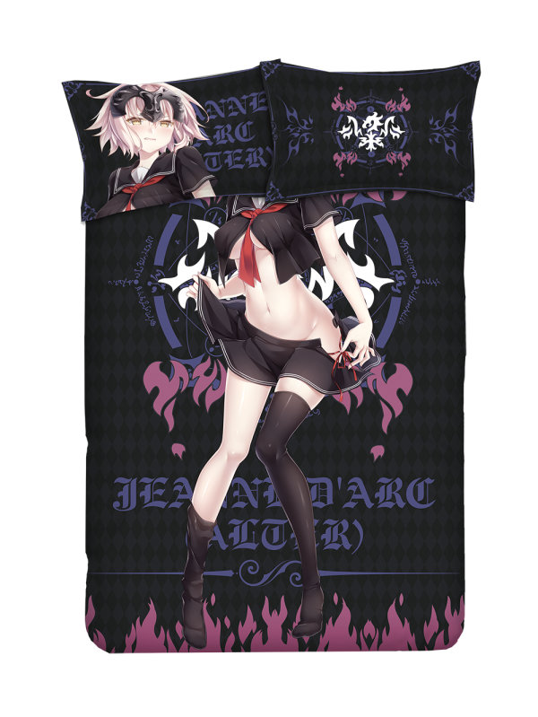 Jeanne d'Arc-Fate Grand order Anime 4 Pieces Bedding Sets,Bed Sheet Duvet Cover with Pillow Covers