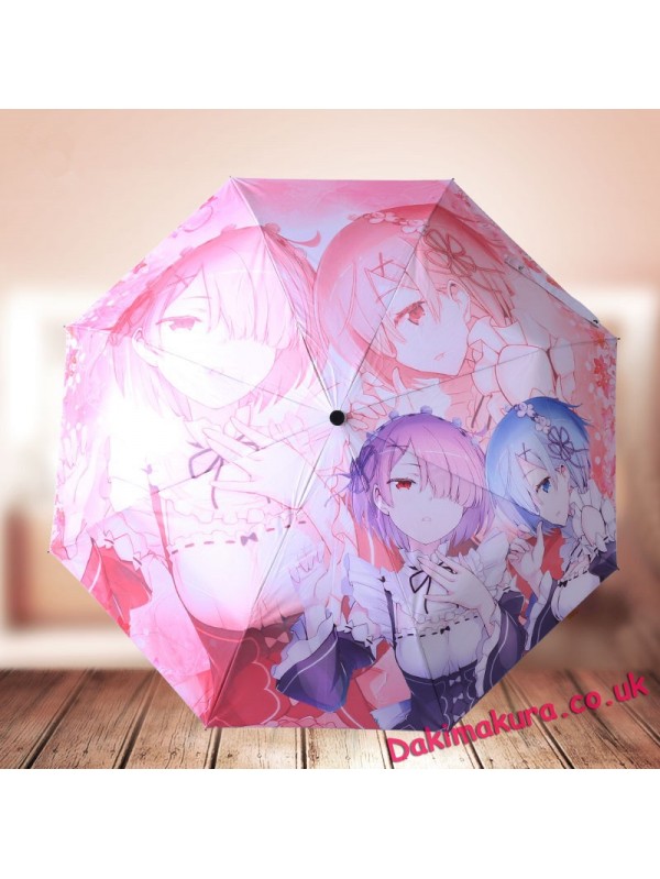 Ram Rem Re:Zero Waterproof Anti-UV Never Fade Foldable Anime Umbrella