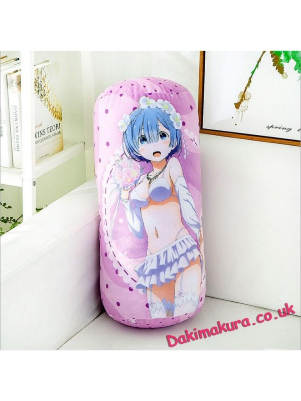 Rem Re:Zero Anime Comfort Neck and Support Mini Round Roll Bolster Dakimakura Pillow