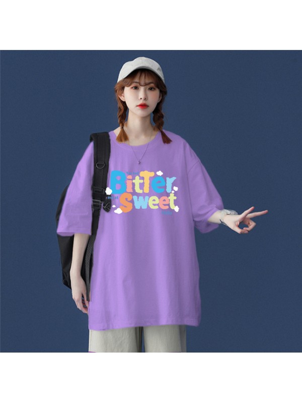 Bitter Sweet Purple Unisex Mens/Womens Short Sleeve T-shirts Fashion Printed Tops Cosplay Costume