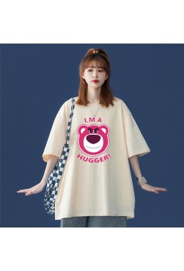 Hugger Bear Beige Unisex Mens/Womens Short Sleeve T-shirts Fashion Printed Tops Cosplay Costume