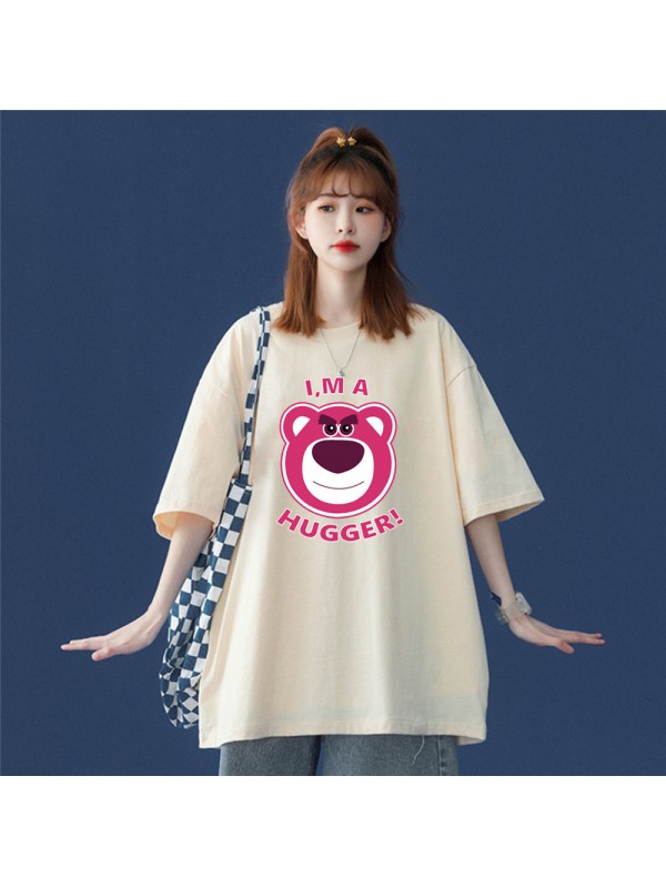 Hugger Bear Beige Unisex Mens/Womens Short Sleeve T-shirts Fashion Printed Tops Cosplay Costume