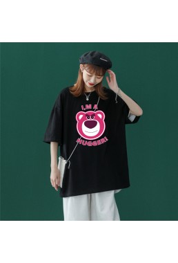 Hugger Bear Black Unisex Mens/Womens Short Sleeve T-shirts Fashion Printed Tops Cosplay Costume