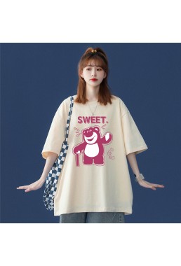 Sweet Bear Beige Unisex Mens/Womens Short Sleeve T-shirts Fashion Printed Tops Cosplay Costume