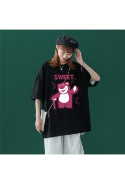 Sweet Bear Black Unisex Mens/Womens Short Sleeve T-shirts Fashion Printed Tops Cosplay Costume