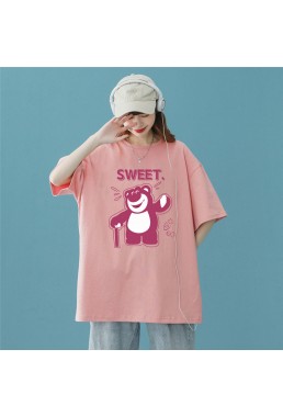 Sweet Bear Pink Unisex Mens/Womens Short Sleeve T-shirts Fashion Printed Tops Cosplay Costume