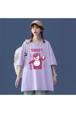Sweet Bear Purple Unisex Mens/Womens Short Sleeve T-shirts Fashion Printed Tops Cosplay Costume