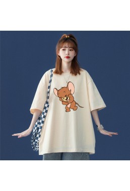Jerry Beige Unisex Mens/Womens Short Sleeve T-shirts Fashion Printed Tops Cosplay Costume