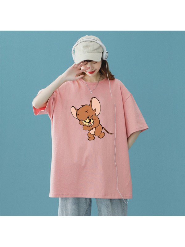Jerry Pink Unisex Mens/Womens Short Sleeve T-shirts Fashion Printed Tops Cosplay Costume