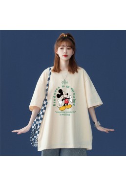 Mickey Beige Unisex Mens/Womens Short Sleeve T-shirts Fashion Printed Tops Cosplay Costume
