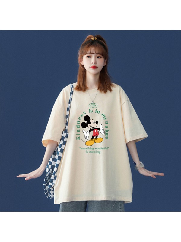 Mickey Beige Unisex Mens/Womens Short Sleeve T-shirts Fashion Printed Tops Cosplay Costume