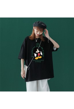 Mickey Black Unisex Mens/Womens Short Sleeve T-shirts Fashion Printed Tops Cosplay Costume