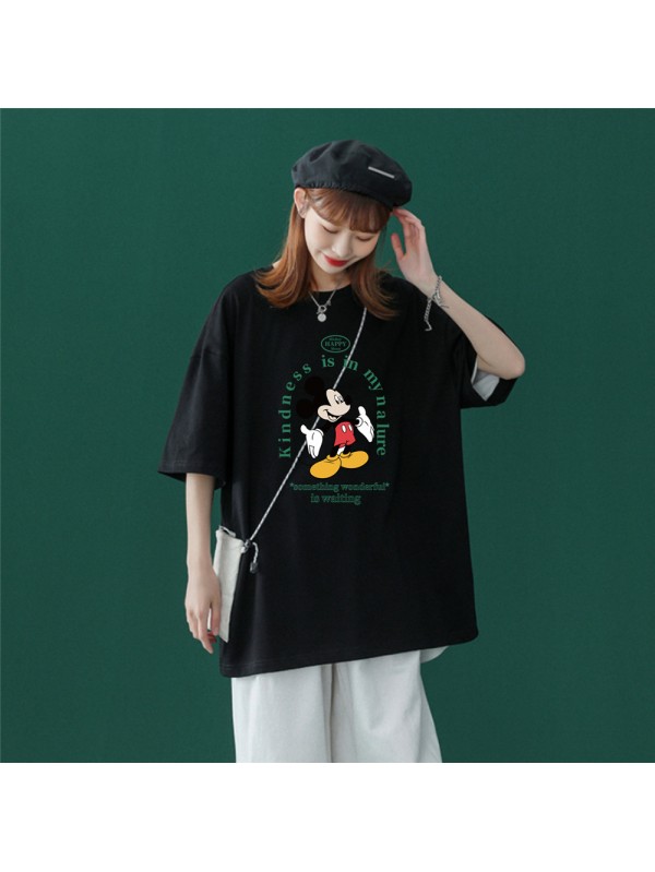 Mickey Black Unisex Mens/Womens Short Sleeve T-shirts Fashion Printed Tops Cosplay Costume