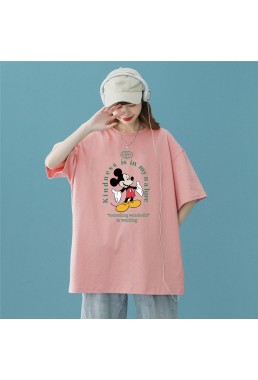 Mickey Pink Unisex Mens/Womens Short Sleeve T-shirts Fashion Printed Tops Cosplay Costume