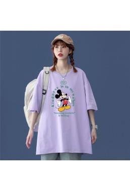 Mickey Purple Unisex Mens/Womens Short Sleeve T-shirts Fashion Printed Tops Cosplay Costume
