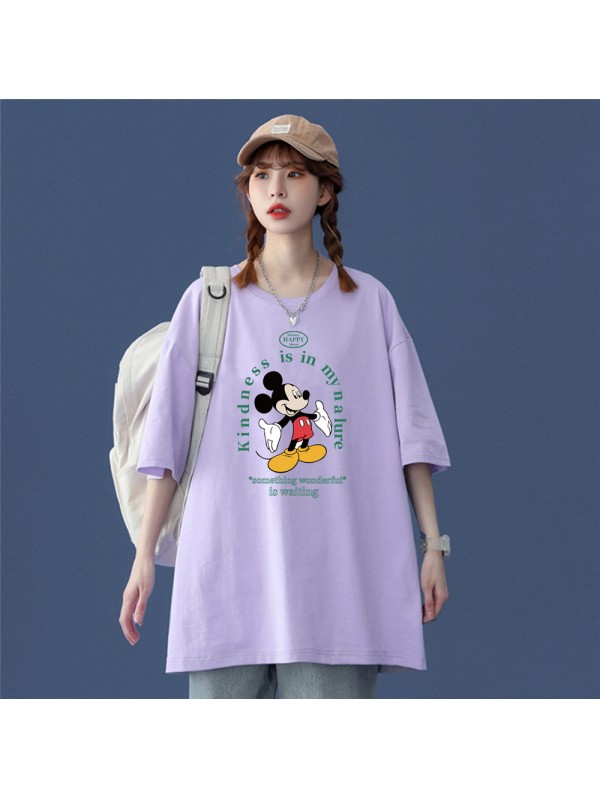 Mickey Purple Unisex Mens/Womens Short Sleeve T-shirts Fashion Printed Tops Cosplay Costume