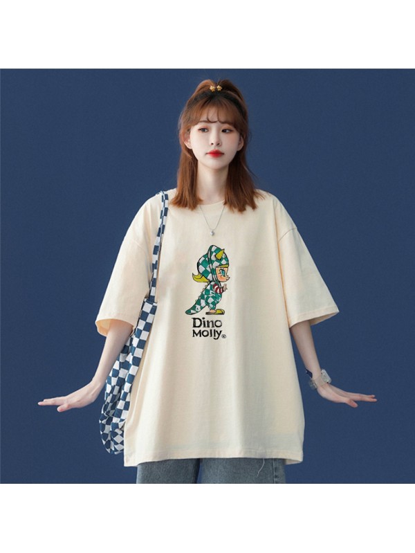 Dino Moily Beige Unisex Mens/Womens Short Sleeve T-shirts Fashion Printed Tops Cosplay Costume