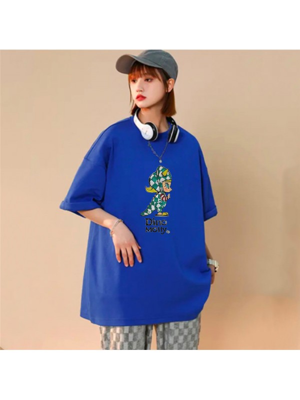 Dino Moily Blue Unisex Mens/Womens Short Sleeve T-shirts Fashion Printed Tops Cosplay Costume