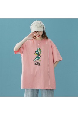 Dino Moily Pink Unisex Mens/Womens Short Sleeve T-shirts Fashion Printed Tops Cosplay Costume