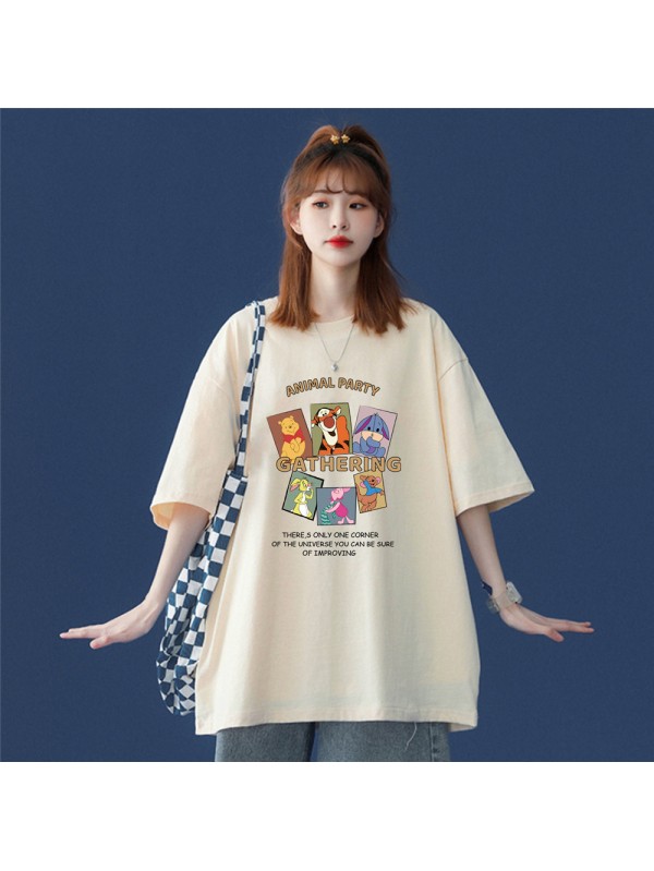 My Friends Tigger Pooh Beige Unisex Mens/Womens Short Sleeve T-shirts Fashion Printed Tops Cosplay Costume