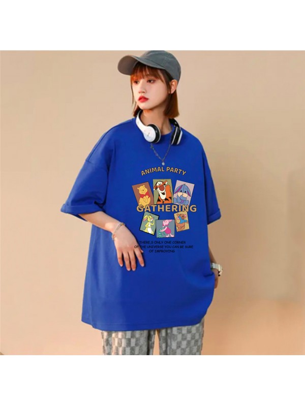 My Friends Tigger Pooh Blue Unisex Mens/Womens Short Sleeve T-shirts Fashion Printed Tops Cosplay Costume