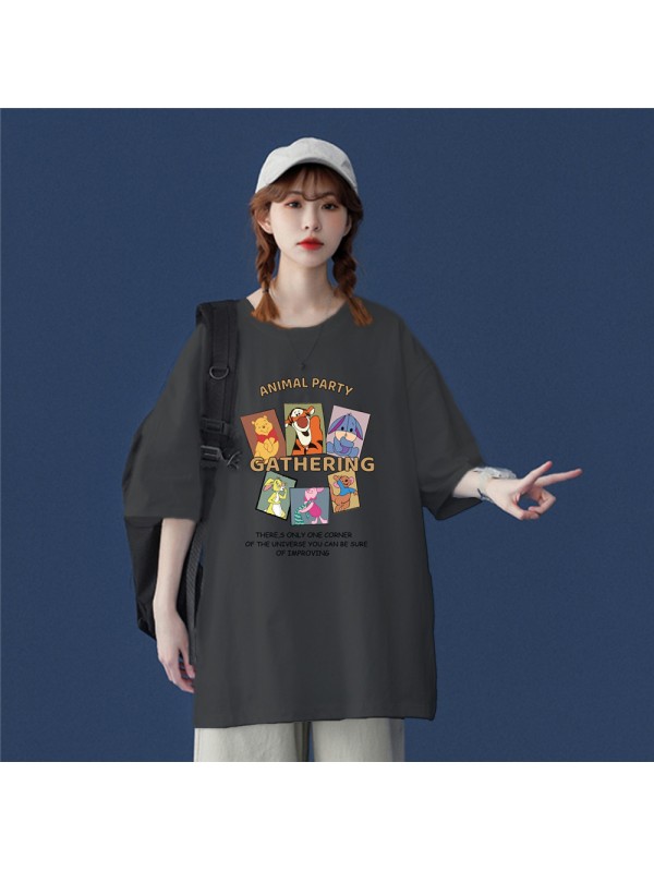 My Friends Tigger Pooh Grey Unisex Mens/Womens Short Sleeve T-shirts Fashion Printed Tops Cosplay Costume