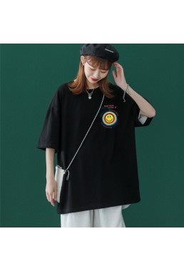 Sun Smiley Face Black Unisex Mens/Womens Short Sleeve T-shirts Fashion Printed Tops Cosplay Costume