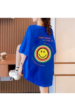 Sun Smiley Face Blue_1 Unisex Mens/Womens Short Sleeve T-shirts Fashion Printed Tops Cosplay Costume