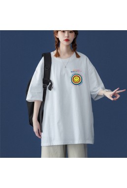 Sun Smiley Face White Unisex Mens/Womens Short Sleeve T-shirts Fashion Printed Tops Cosplay Costume