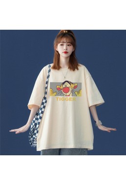 My Friends Tigger Beige Unisex Mens/Womens Short Sleeve T-shirts Fashion Printed Tops Cosplay Costume