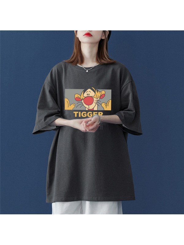 My Friends Tigger Grey Unisex Mens/Womens Short Sleeve T-shirts Fashion Printed Tops Cosplay Costume