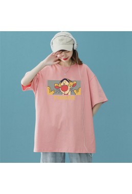My Friends Tigger Pink Unisex Mens/Womens Short Sleeve T-shirts Fashion Printed Tops Cosplay Costume