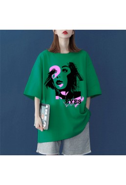 Fashion Girl Green Unisex Mens/Womens Short Sleeve T-shirts Fashion Printed Tops Cosplay Costume