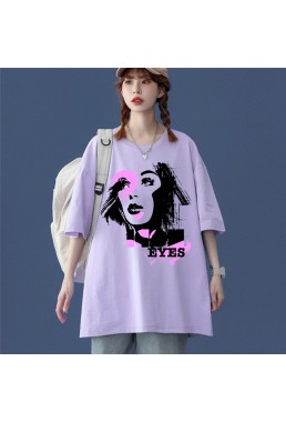 Fashion Girl Purple Unisex Mens/Womens Short Sleeve T-shirts Fashion Printed Tops Cosplay Costume