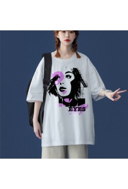 Fashion Girl White Unisex Mens/Womens Short Sleeve T-shirts Fashion Printed Tops Cosplay Costume