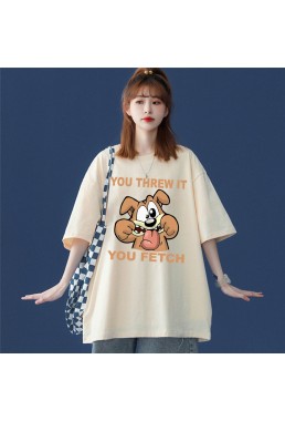 Dog Beige Unisex Mens/Womens Short Sleeve T-shirts Fashion Printed Tops Cosplay Costume