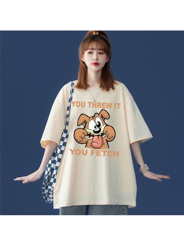 Dog Beige Unisex Mens/Womens Short Sleeve T-shirts Fashion Printed Tops Cosplay Costume