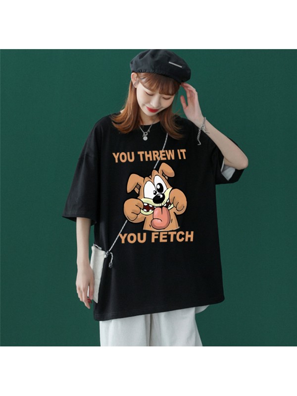 Dog Black Unisex Mens/Womens Short Sleeve T-shirts Fashion Printed Tops Cosplay Costume