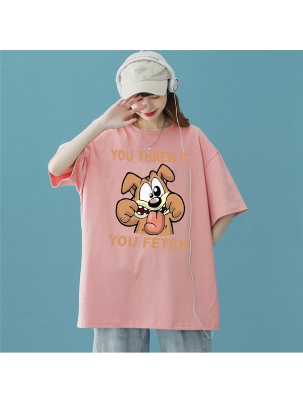 Dog Pink Unisex Mens/Womens Short Sleeve T-shirts Fashion Printed Tops Cosplay Costume
