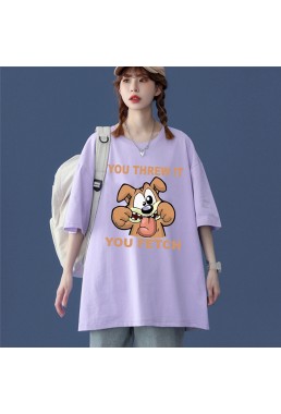 Dog Purple Unisex Mens/Womens Short Sleeve T-shirts Fashion Printed Tops Cosplay Costume