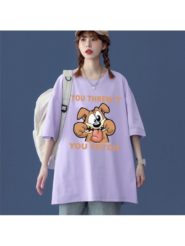 Dog Purple Unisex Mens/Womens Short Sleeve T-shirts Fashion Printed Tops Cosplay Costume