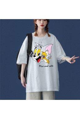 Tom and Jerry 1 Unisex Mens/Womens Short Sleeve T-shirts Fashion Printed Tops Cosplay Costume